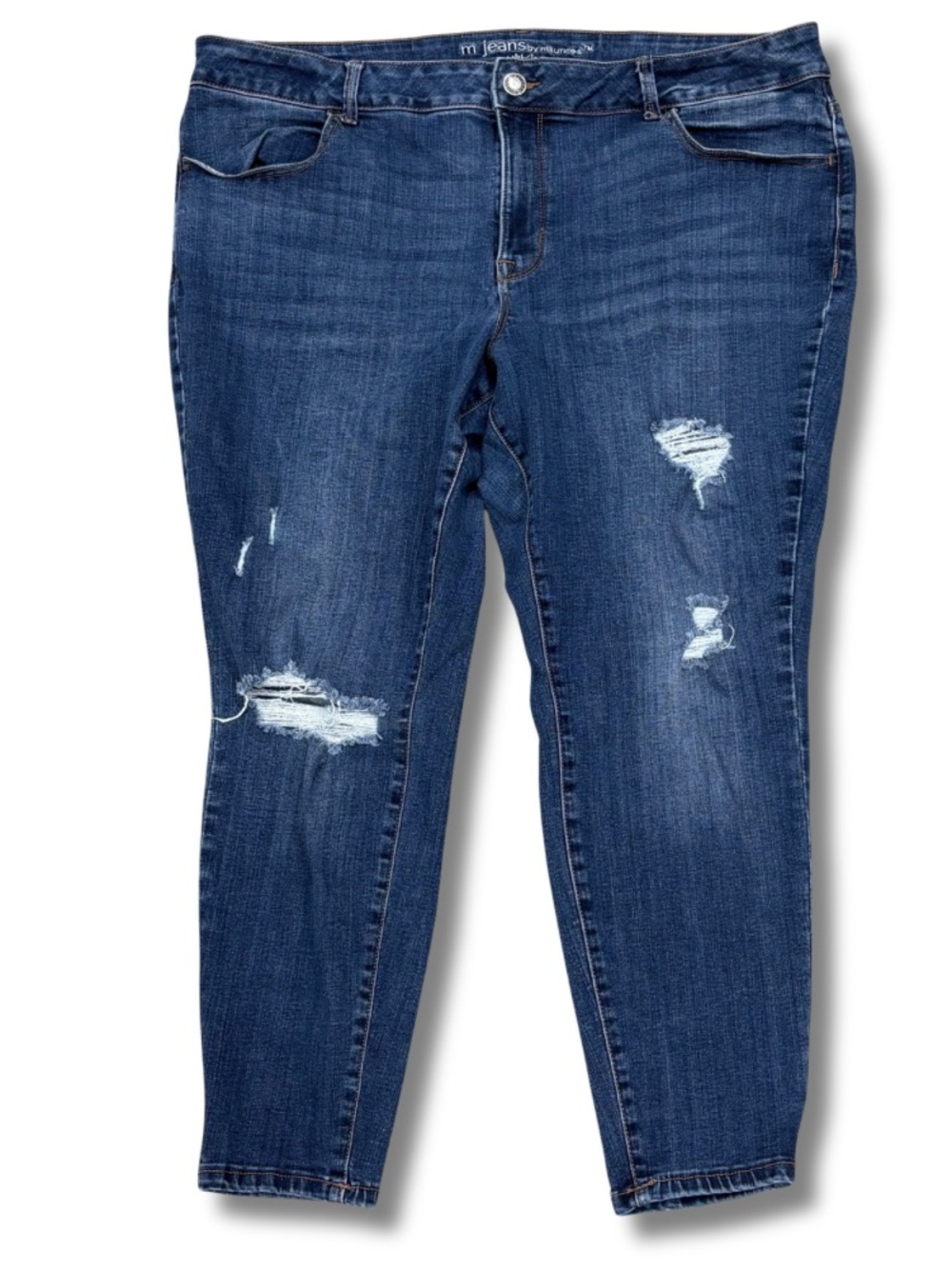 Maurices Jeans 22W Short Distressed Skinny Mid Rise Stretch Denim Plus Size